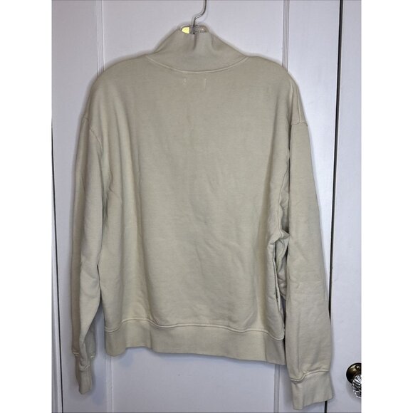 Mate The Label Organic Fleece Half Zip Sweatshirt Bone NWT Large - Picture 10 of 10
